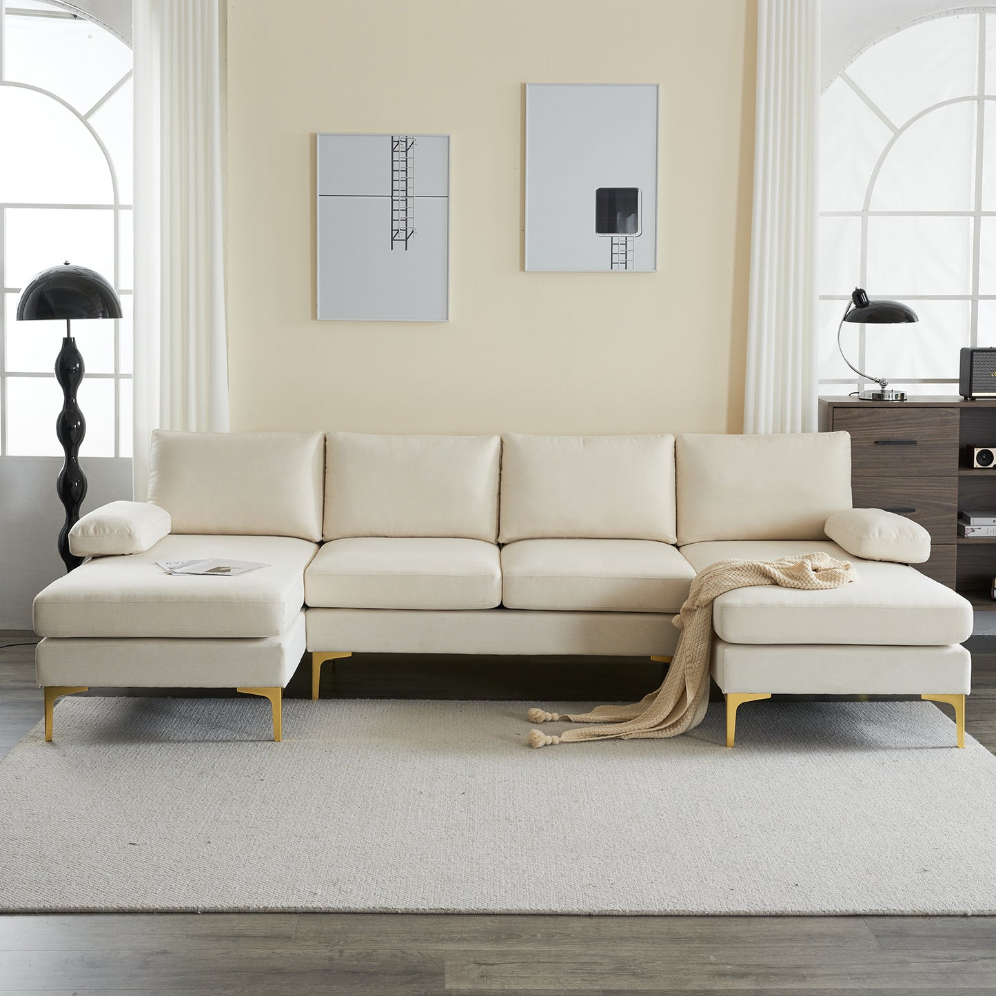 BLDUZYQTMW U-Shaped 4-Seat Linen Seat