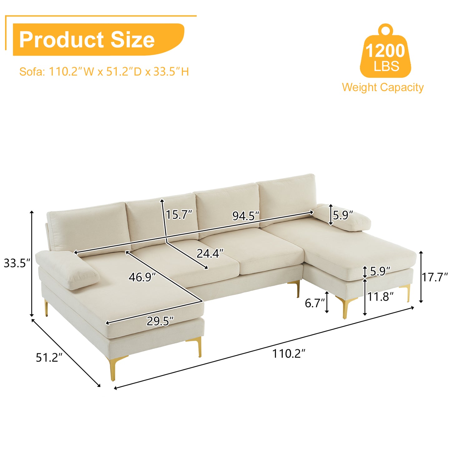 BLDUZYQTMW U-Shaped 4-Seat Linen Seat