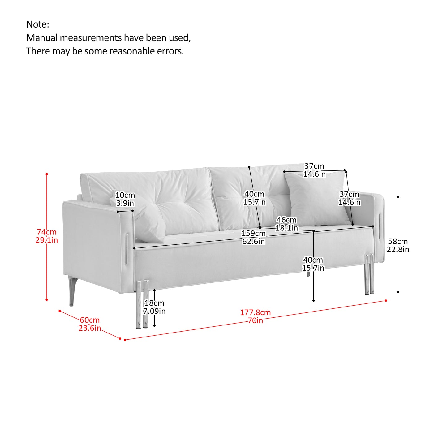 BIPSPZTYAT 70" Velvet Sofa